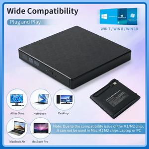 USB3.0 & C타입 슬림 CD 라이터 버너 리더 플레이어 광학 드라이브 외장 DVD RW CD 드라이브 노트북 PC용 DVD 버너 DVD 포타틸