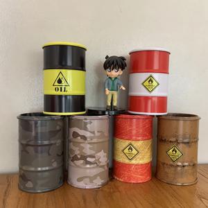 철제 미니 오일 드럼 모형 화학 오일 드럼 모형 자동차 모형 데스크탑 장식 보관함 전쟁 게임 장면 모형 크리스마스 선물용