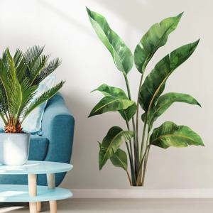 현실적인 녹색 식물 벽 스티커 3D 생생한 잎 데칼 홈 오피스 침실 벽 아트 데칼에 대한 쉬운 껍질과 스틱