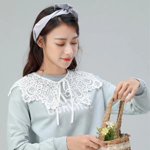 여성용 흰색 장식 가짜 칼라 숄 랩 속이 빈 분리형 다용도 칼라 어깨 끈이있는 세련된 숄