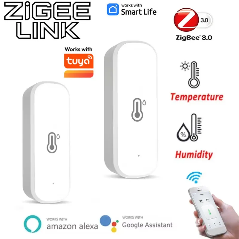 Tuya Zigbee 3.0 스마트 온도 습도 센서 배터리 구동 앱 원격 모니터 음성 제어는 Alexa Google 홈과 함께 작동합니다.