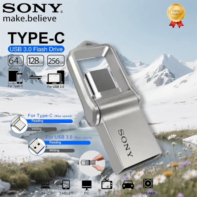 소니 미니 2TB 펜드라이브 OTG 플래시 드라이브 고속 1TB 메탈 펜드라이브 512GB 256GB USB 타입-C 휴대용 메모리 USB 스틱 (휴대폰용)