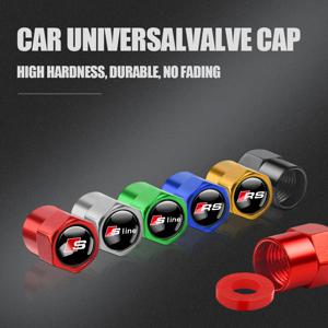 4개 자동차 액세서리 3D 금속 휠 타이어 밸브 캡 방진 커버 (아우디 TT A3 Q3 A6 C6 Q5 Q2 A7 RS S라인 S5 S4 A4 B9 A5 Q7 용)