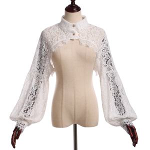 여성 퍼프 긴 소매 하프 탑 블라우스 프릴 분리형 가짜 가짜 칼라 의상 액세서리