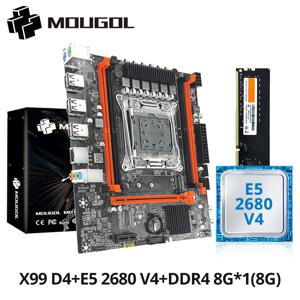 MOUGOL 새로운 X99 마더보드 세트, Intel Xeon E5 2680 V4 및 DDR4 16G(8G*2) 2133MHz 듀얼 채널 RAM M.2 NVME 데스크탑 호스트용