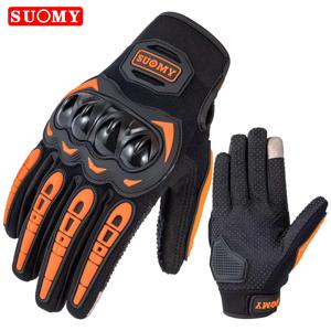 SUOMY 새로운 오렌지 오토바이 장갑 여름 남성 여성 전체 손가락 터치 스크린 Motocross Guantes 오토바이 자전거 사이클링 장갑