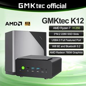 GMKtec K12 미니 PC AMD 라이젠 ™   7H 255 듀얼 DDR5 5600MT/s 3개 SSD PCIe4.0 WiFi 6 BT 5.2 듀얼 2.5G LAN OCulink 데스크탑 컴퓨터