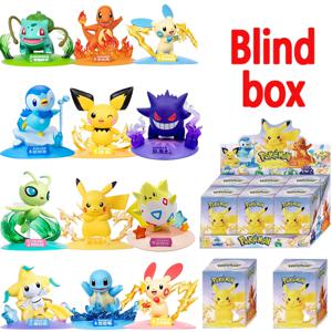 애니메이션 포켓몬 피규어 피카추 블라인드 박스 Charmander Bulbasaur Squirtle PVC 모델 장식품 어린이 장난감 생일 크리스마스 선물