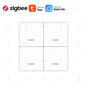 Tuya Zigbee 스마트 장면 스위치 버튼 4 갱 무선 벽 푸시 버튼 스위치 컨트롤러 스마트 홈 자동화 시나리오 스위치