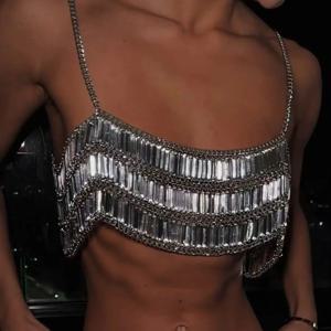 신상품 아크릴 스팽글 수제 초커 목걸이 멀티 레이어 패치워크 핫걸 바디 체인 나이트클럽 파티 레이어드 탑