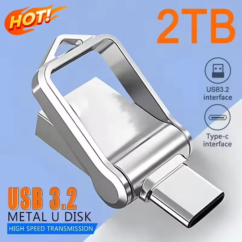 새로운 USB 3.2 2TB 플래시 드라이브 고속 펜 드라이브 1TB 512GB 256GB 128GB 타입-C 인터페이스 듀얼 사용 플래시 메모리 스틱 2026