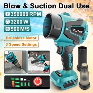 RDDSPON 브러시리스 무선 전기 에어 블로워 2 in 1 블로잉 및 흡입 3200W 350000RPM 터보 제트 팬 3단계 조절 전동 공구