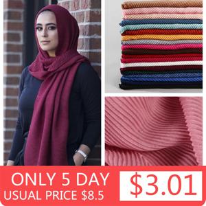 2022 여성 일반 코튼 스카프 헤드 Hijab 랩 솔리드 풀 커버 업 Shawls Foulard Femme 머리띠 Crinkle 이슬람 Hijabs Store