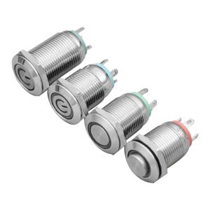 12mm 방수 금속 푸시 버튼 스위치 LED 조명 순간 잠금 자동차 엔진 PC 전원 스위치 3V 5V 12V 24V 220V 링 기호