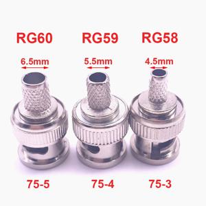 10Pcs 황동 3 in 1 BNC 남성 Q9 크림프 50Ω RG58 RG59 RG60 RG142 RG400 LMR195 RF 동축 케이블 CCTV 카메라 용 스트레이트 커넥터