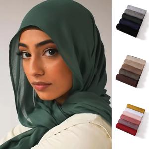 여성용 이슬람 Hijabs 스카프 얇은 일반 Shawls Femme Musulman 소프트 Viscose Rayon Headscarf 이슬람 Turban 머리띠 200x85cm