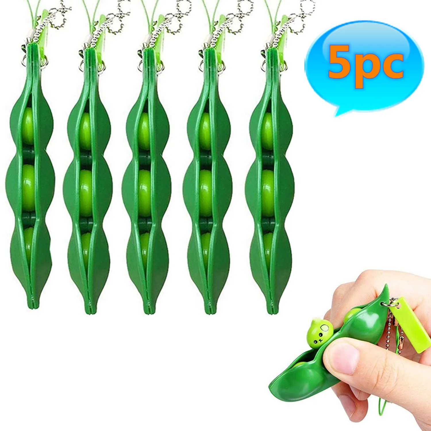5pcs Fidget 장난감 팩 Portachiavi 감압 Edamame 장난감 Squishy 짜기 완두콩 콩 키 체인 귀여운 스트레스 성인 장난감 열쇠 고리