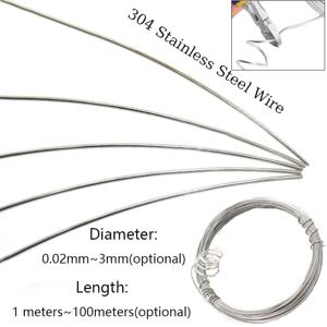 1pcs 304 스테인레스 스틸 와이어 직경 0.02 ~ 3mm 전체 하드 와이어 길이 1 미터/5 미터/10 미터/50 미터/100 미터 스프링 스틸 와이어