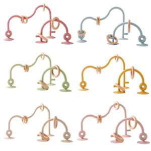 아기 장난감 실리콘 교육 장난감 유아 몬테소리 장난감 젖니가 남 트랙 미로 나무 롤러 코스터 구슬 아기 액세서리 Teether