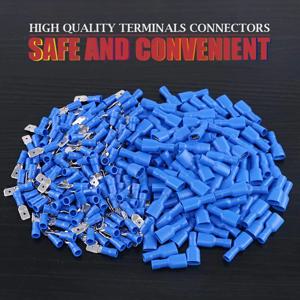 100pcs 50pairs 6.3mm 16 14AWG 여성용 남성용 전기 배선 커넥터 절연 압착 단자 스페이드 블루