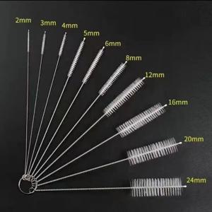 10Pcs 병 깨끗한 브러시 10pcs 세트 스테인레스 스틸 부드러운 헤어 브러시 피펫 빨대 브러시 다목적 가정용 청소 도구