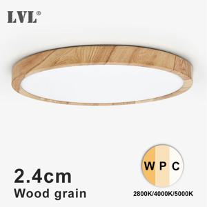 LVL LED 천장 조명 우드 그레인 & 화이트 3 in 1 조명 색상 홈 조명 주방 침실 욕실 원형 매립형 천장 램프