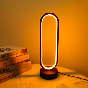 1PC 램프 침실 링 램프 거실 3색 디밍 침대 옆 램프 LED 야간 조명