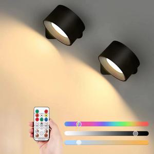 충전식 무선 벽등, LED 벽 조명 360 °   회전형 북유럽 모던 침실 조명 복도 계단용