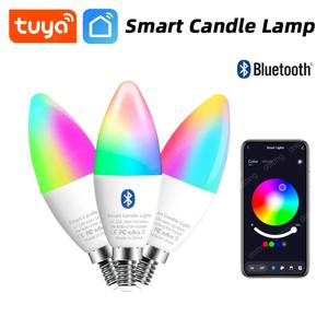 E14 블루투스 Wifi Tuya 스마트 Led 샹들리에 전구 RGB 색상 변경 램프 스마트 라이프 APP Dimmable Alexa Google 홈 음성