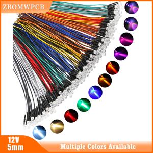 DIY 과학 실험용 사전 유선 LED 다이오드 조명, 5mm 발광 다이오드 키트, 50 개, 12V