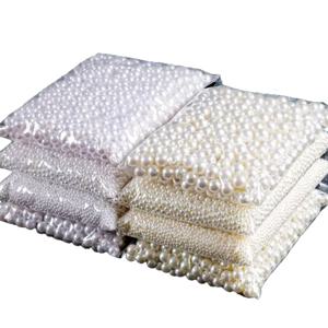 3-20mm 10-1000pcs DIY 공예 보석 만들기 제품에 대 한 라운드 구슬과 스트레이트 구멍 ABS 모조 진주 베이지 화이트 팔찌