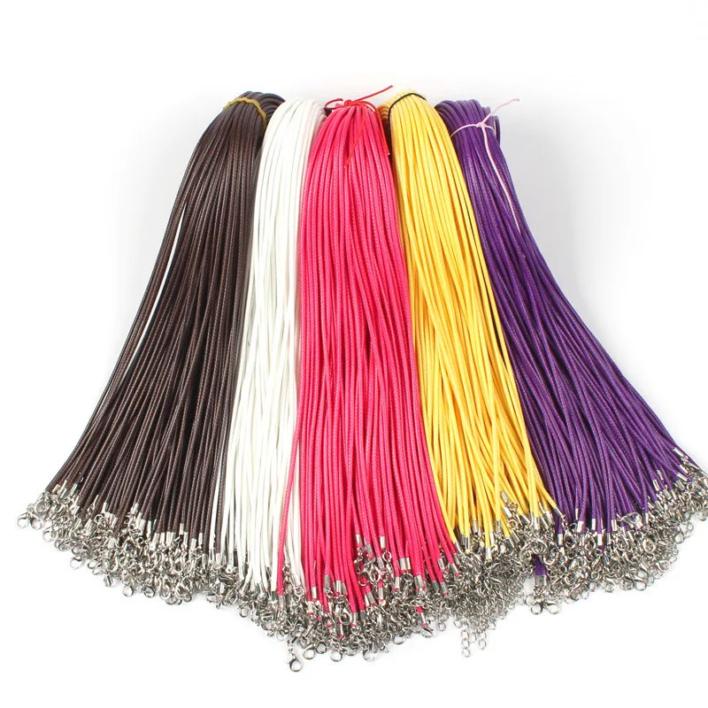 10Pcs 1.5/2mm 진짜 가죽 코드 목걸이 쥬얼리에 대 한 걸쇠 조정 가능한 꼰 로프 DIY 목걸이 팔찌 만들기