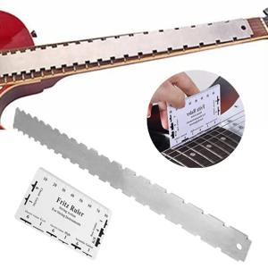 Miwayer 기타 목 노치 스트레이트 에지 Luthiers 도구 (펜더 일렉트릭 기타 용 Gibson 용 스트링 액션 눈금자 게이지 포함)