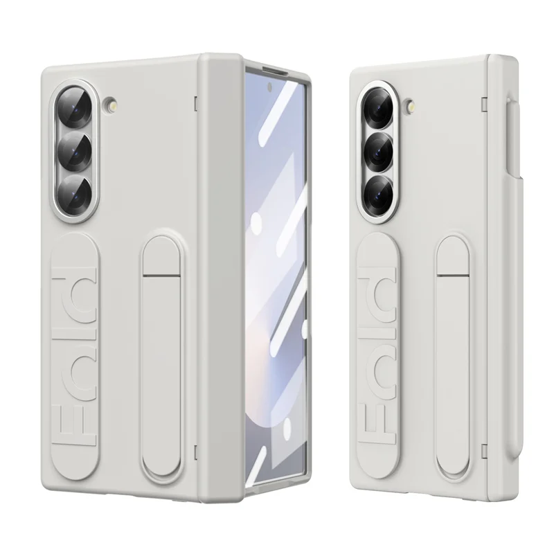 삼성 갤럭시 Z 폴드 7 6 5 4 3용 펜 슬롯 및 S펜 스크린 보호 필름이 포함된 힌지형 손목 스트랩 홀더 폰 케이스