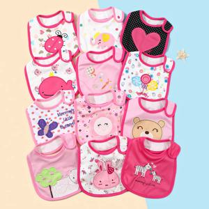 무작위 5 개/대 아기 소녀 소년 먹이 Bibs 방수 앞치마 만화 수건 어린이 유아 저녁 식사 Burp Cloths