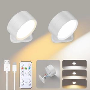 LED 자석 벽 보루 조명, 원격, 360도 충전식 밝기 조절이 가능한 벽걸이 조명 °   침실용 회전 벽걸이 램프