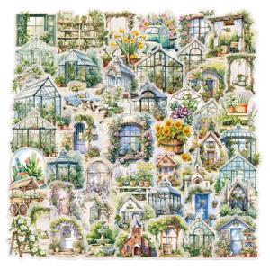 50PCS 꽃 필드 코티지 만화 스티커 DIY Scrapbooking 기타 스노우 보드 오토바이 수하물 애완 동물 스티커