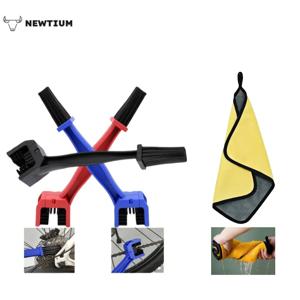 2-in-1 자전거 체인 클리너 브러시 및 극세사 타월 키트 - 부식 방지 나일론이 포함된 3면 헤비듀티 스크러버 + 600GSM 세차장