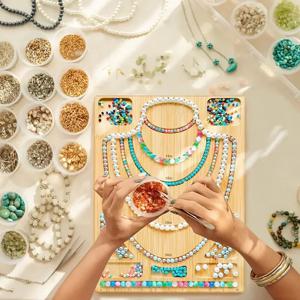 1 세트 나무 몰려들 된 구슬 트레이 DIY 팔찌 목걸이 쥬얼리 결과 구슬 주최자 만들기 회색 구슬 보드 측정 도구