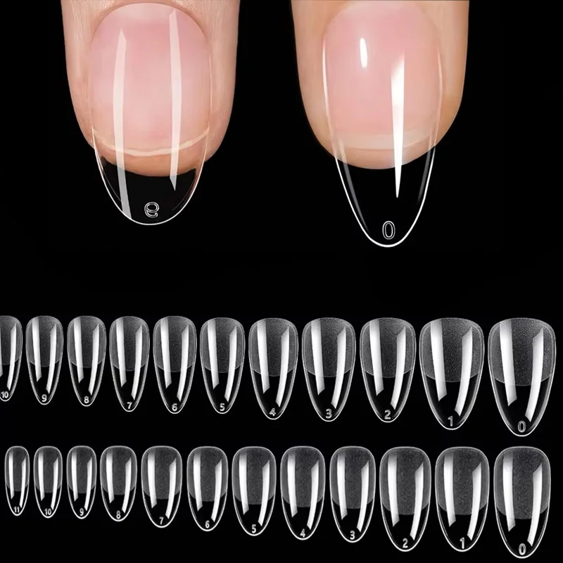 120개 짧은 아몬드형 타원형 인조 손톱 팁 키트, 풀 커버 네일 젤로 연장 가능, 프렌치 발레 슈 스타일, 프레스온 네일 팁