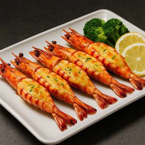 킹 블랙타이거 새우 버터플라이 650g 10-12미 새우 반을 가른