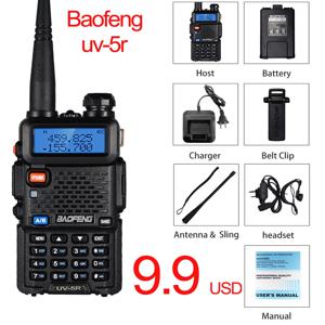 1pcs Baofeng uv 5r 워키 토키 라디오 comunicador 듀얼 밴드 장거리 양방향 휴대용 FM 아마추어 라디오 방송국 트랜시버