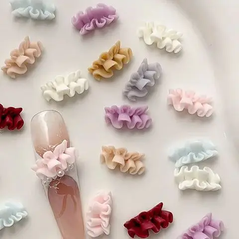 30개 곡선형 레진 레이스 3D 프렌치 네일 아트 스커트 헴라인 참 장식품 매니큐어 네일 데코레이션 용품