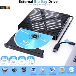 노트북 PC 윈도우 11/10 맥용 USB3.0 외장 블루레이 광학 드라이브 휴대용 3D BD-RW 드라이브 BD DVD CD 플레이어 버너 리더