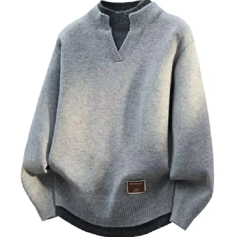 가짜 투피스 풀오버 가디건 남성 라운드 넥 긴팔 의류 보온 따뜻하고 편안한 청소년 캐주얼 니트 스웨터