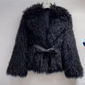 여성용 퍼 코트 가을 겨울 최신 패션 핑크 인조 퍼 코트 우아하고 두꺼운 따뜻한 인조 퍼 재킷 여성용 2025