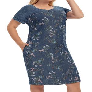여성 플러스 사이즈 여름 데님 패션 원피스