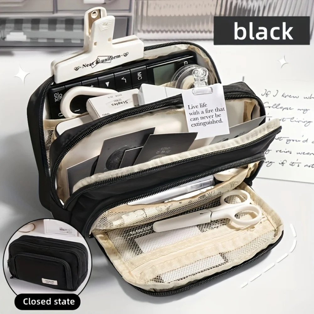 대용량 필통 펜 파우치 휴대용 펜 가방 화장품 파우치 사무실 학교 십대 소녀 소년 남성 여성 성인용 선물