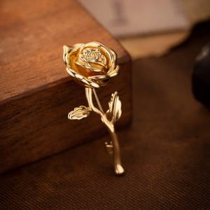 럭셔리 고급 금색 장미꽃 브로치 핀 - 여성 및 남성용 우아한 정장 코트 배지 패션 주얼리 라펠 액세서리