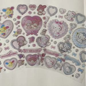 Kawaii Sanrio Usahana 3D 크리스탈 빛나는 스티커 만화 헬로 키티 피아노 노트북 Diy 장식 소녀의 창의적인 장난감 선물